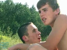 Sexy twink fucked outdoors