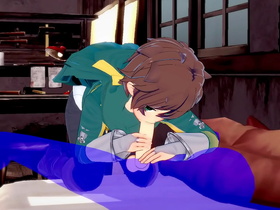 KonoSuba Yaoi - Kazuma blowjob with cum in his mouth - Japanese Asian Manga anime game porn gay