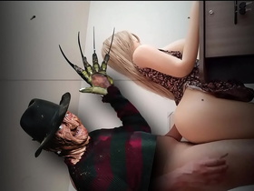 Freddy Krueger fucks a nympho blonde girl in her sexual nightmares